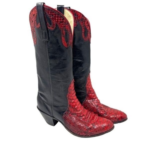 Vintage womans cowgirl boots US 4B viper sopythana snakeskin boots western - Picture 1 of 7